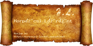 Horpácsi Lóránt névjegykártya
