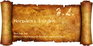 Horpácsi Lóránt névjegykártya